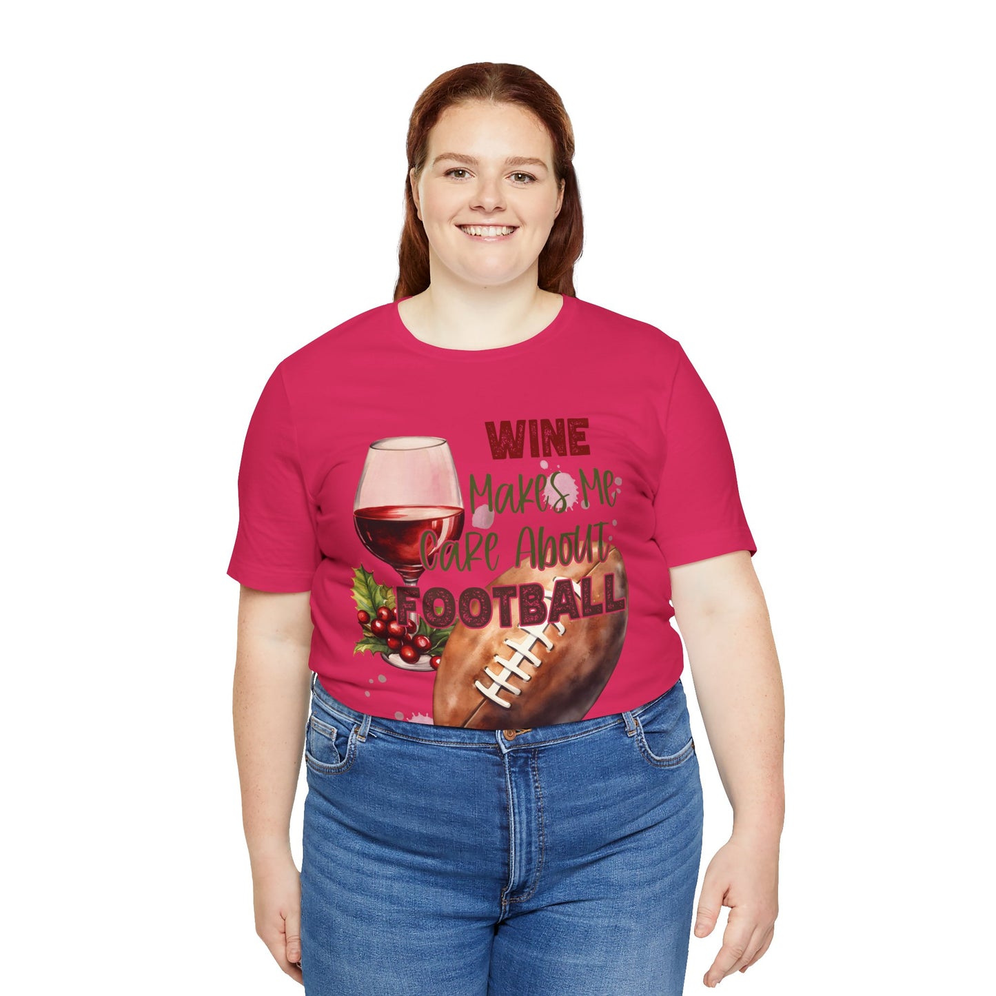 Wine Football Tee Sports Fan T-Shirt Funny Drinking Shirt