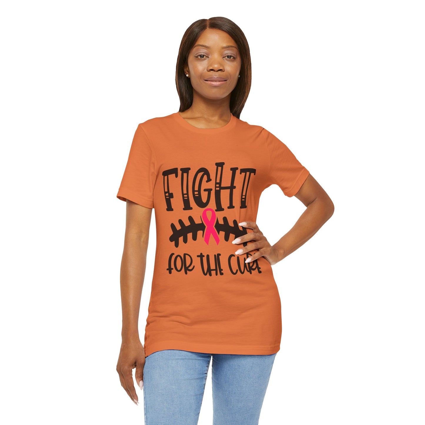 "Fight for the Cure" Graphic Tee,  Unisex Jersey Tee, Awareness Shirt, Breast Cancer Support T-Shirt, Fight Cancer Tee, Gift for a Cause