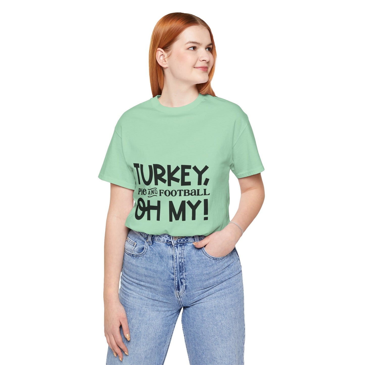T-Shirt - Turkey Pig and Football OH MY Design, Thanksgiving Football T-Shirt, Holiday Football Tee