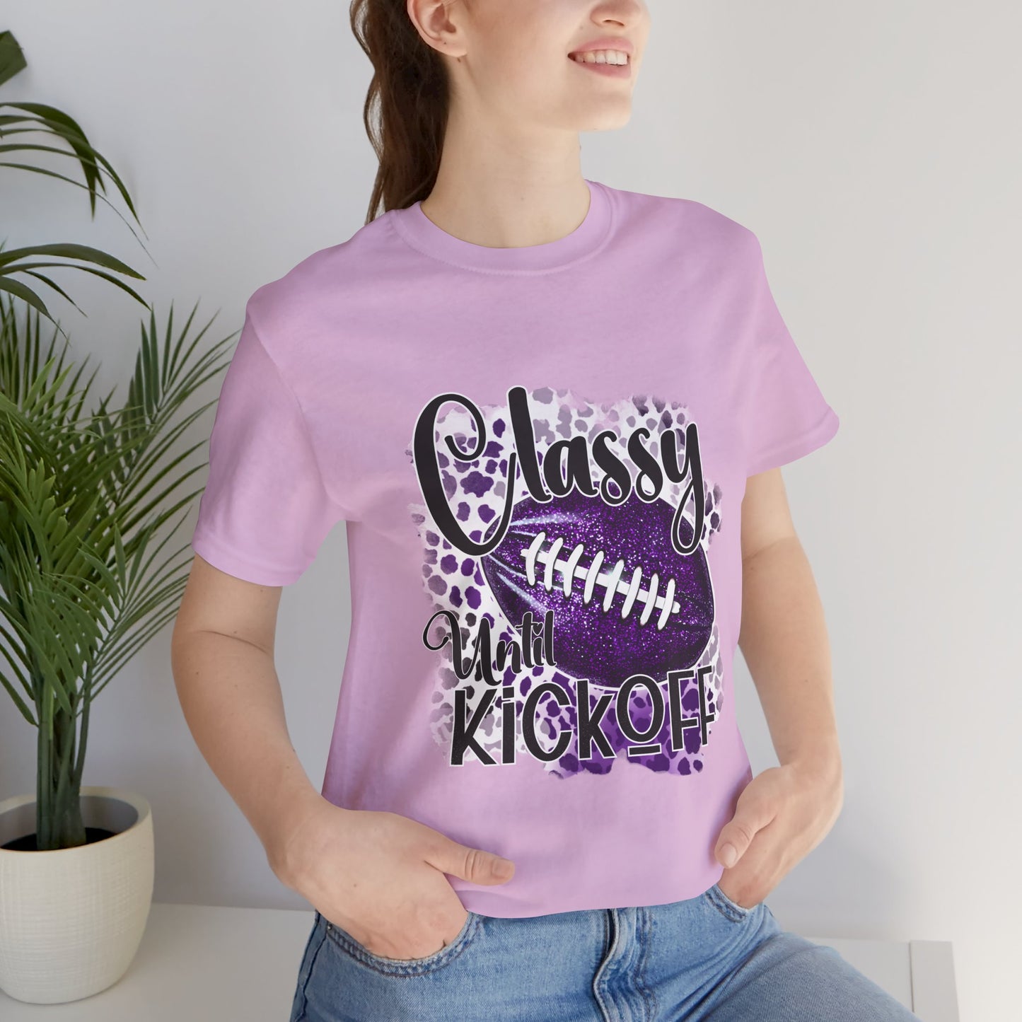 "Classy 'Til Kickoff" Football T-Shirt | Women's Gameday Tee Unisex Short Sleeve, Game Day Shirt, Tailgate Apparel, Football Season Wear, Fan Gift
