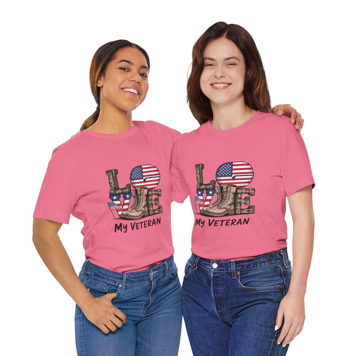 Veteran Love Tee - Unisex Short Sleeve Shirt, Military Appreciation Gift, Casual Everyday Wear, Patriotic Shirt, Memorial Day Outfit