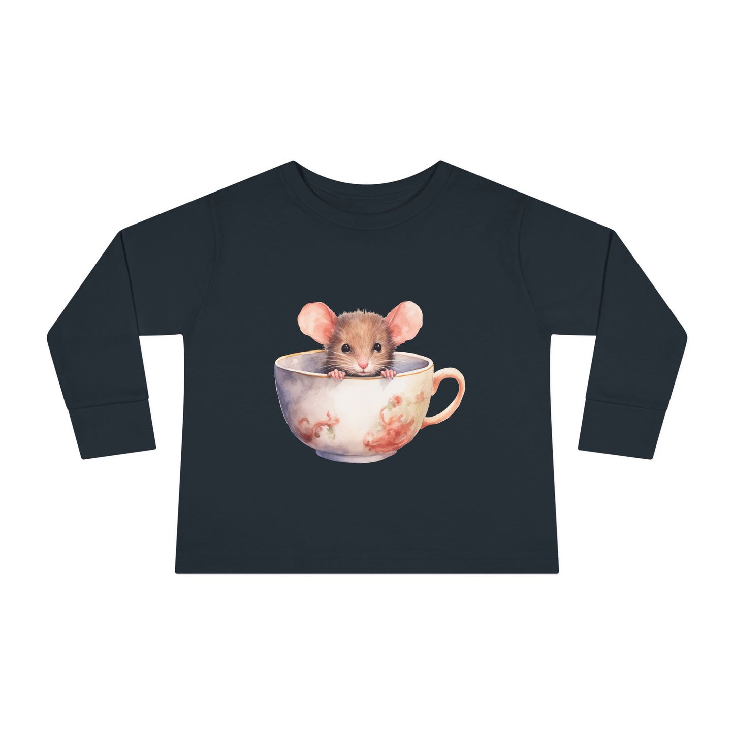 Unisex Mouse Graphic 100% Combed Cotton Toddler Fit Long Sleeve Tee